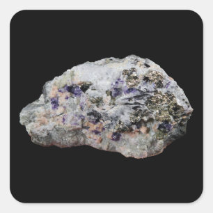 Pegatina Cuadrada Rhodochrosita Pirita Fluorita Turmalina Cristal