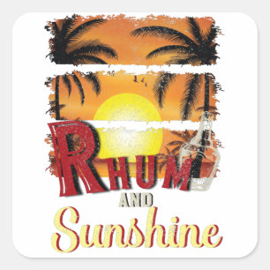 Pegatina Cuadrada Rhum and Sunshine, Summer Lover
