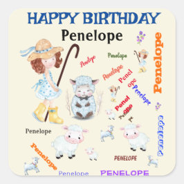 Pegatina Cuadrada Rhyme de enfermería popular de Bo 🍼 Collage de no