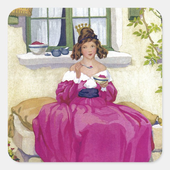 Pegatina Cuadrada Rhyme de guardería (Anverso)