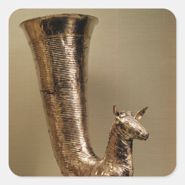 Pegatina Cuadrada Rhyton en forma de ibex, desde Irán (Anverso)