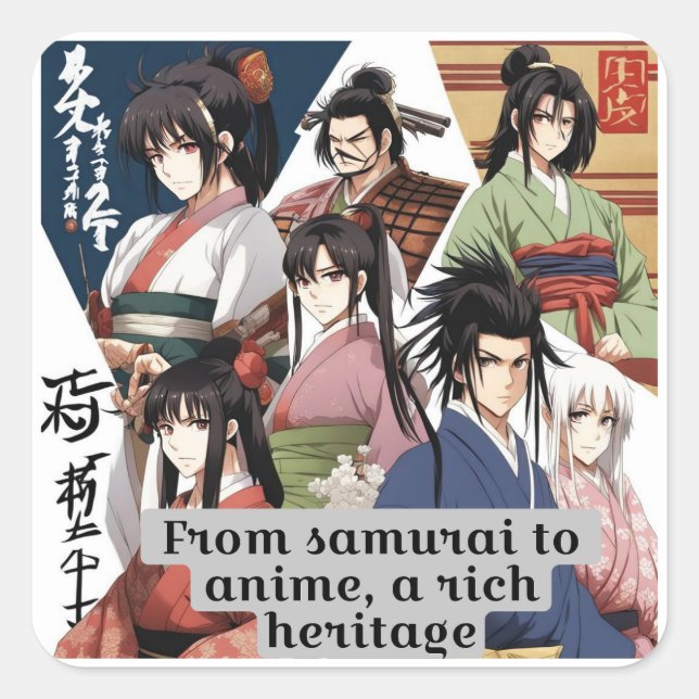 Pegatina Cuadrada Rica Herencia De Japón (Anverso)