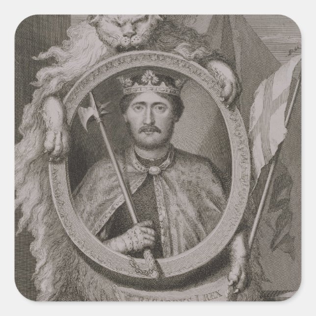 Pegatina Cuadrada Richard I 'Coeur de Lion' (1157-99) Rey de Inglate (Anverso)