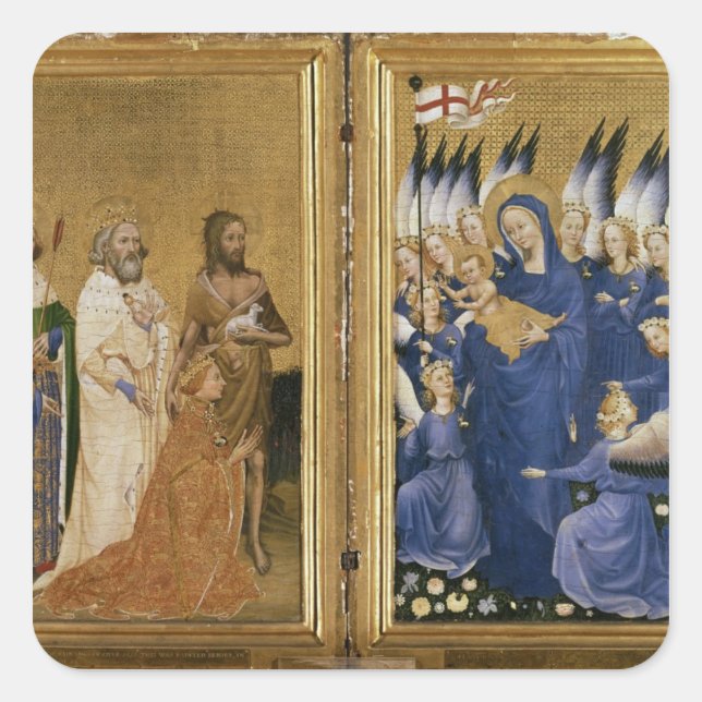 Pegatina Cuadrada Richard II Presentado a la Virgen y al Niño (Anverso)