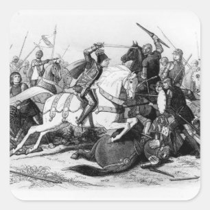 Pegatina Cuadrada Richard III en la batalla de Bosworth en 1485