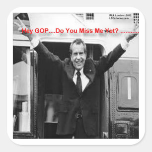 Pegatina Cuadrada Richard Nixon "¿Me Extrañas Ya?" Regalos y Camiset