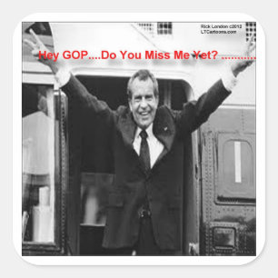 Pegatina Cuadrada Richard Nixon "¿Me Extrañas Ya?" Regalos y Camiset
