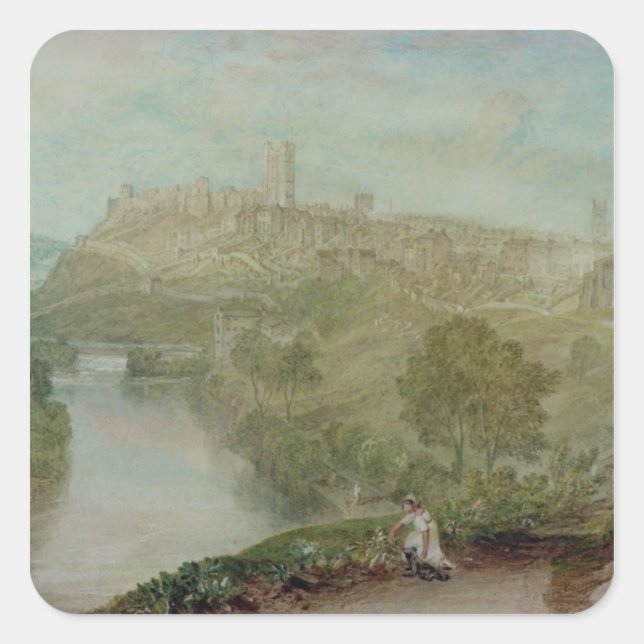 Pegatina Cuadrada Richmond, Yorkshire (Anverso)