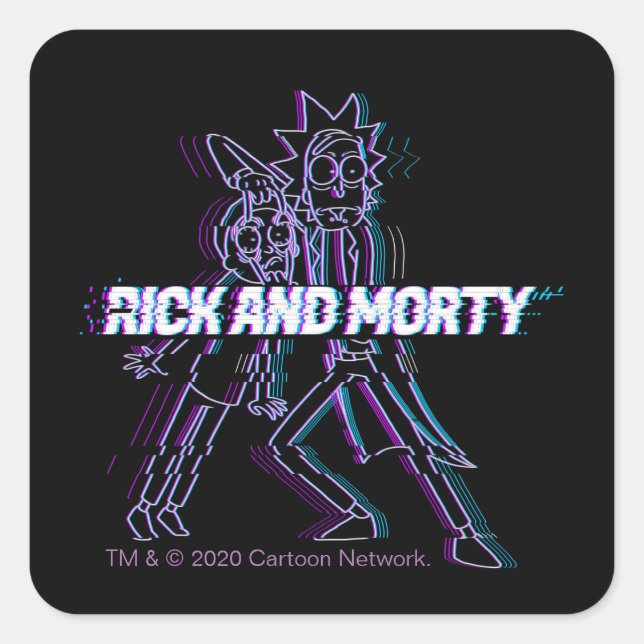 Pegatina Cuadrada RICK AND MORTY™ | Rick Y Mortalidad Desgarrados (Anverso)