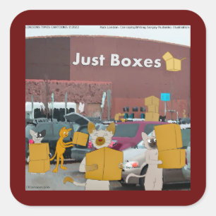 Pegatina Cuadrada Rick London Big Box Stores Para Cats Comic