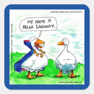 Pegatina Cuadrada Rick London Funny Goose Vampiro con campanas