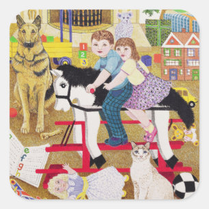 Pegatina Cuadrada Ride-a-Cock-Horse