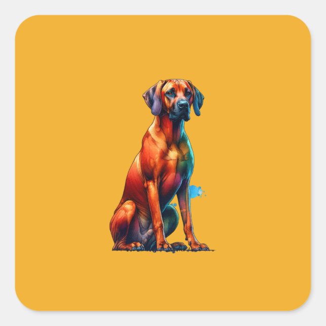 Pegatina Cuadrada Ridgeback Dog Rhodesia (Anverso)