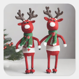 Pegatina Cuadrada Riendeers