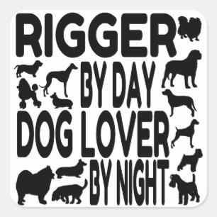 Pegatina Cuadrada Rigger Perro Lover
