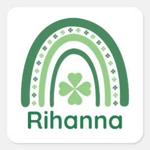 Pegatina Cuadrada Rihanna Nombre Clover Boho Rainbow