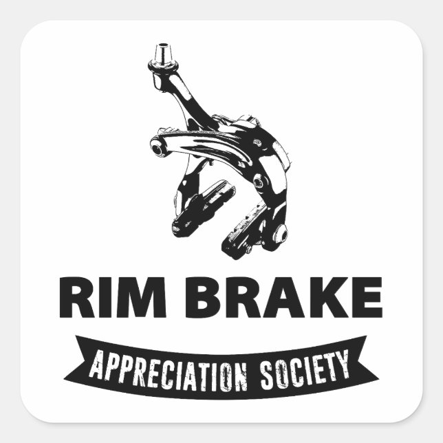 Pegatina Cuadrada Rim Brake Apreciation Society (Anverso)