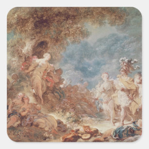 Pegatina Cuadrada Rinaldo en los jardines de Armida