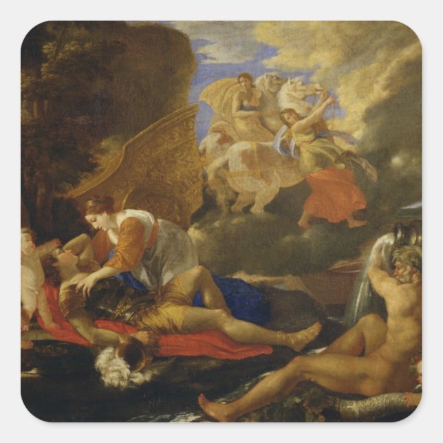 Pegatina Cuadrada Rinaldo y Armida (Anverso)