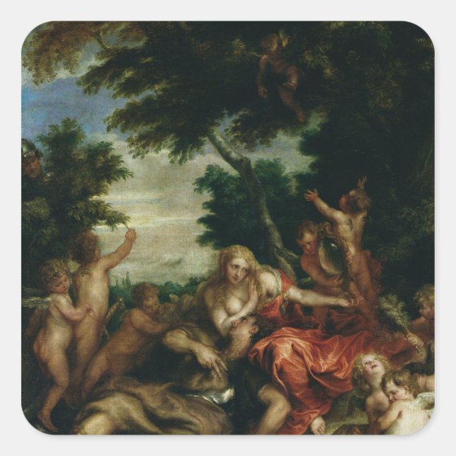 Pegatina Cuadrada Rinaldo y Armida (Anverso)