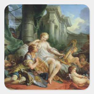 Pegatina Cuadrada Rinaldo y Armida, 1733