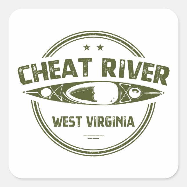 Pegatina Cuadrada Río Cheat, Virginia Occidental (Anverso)