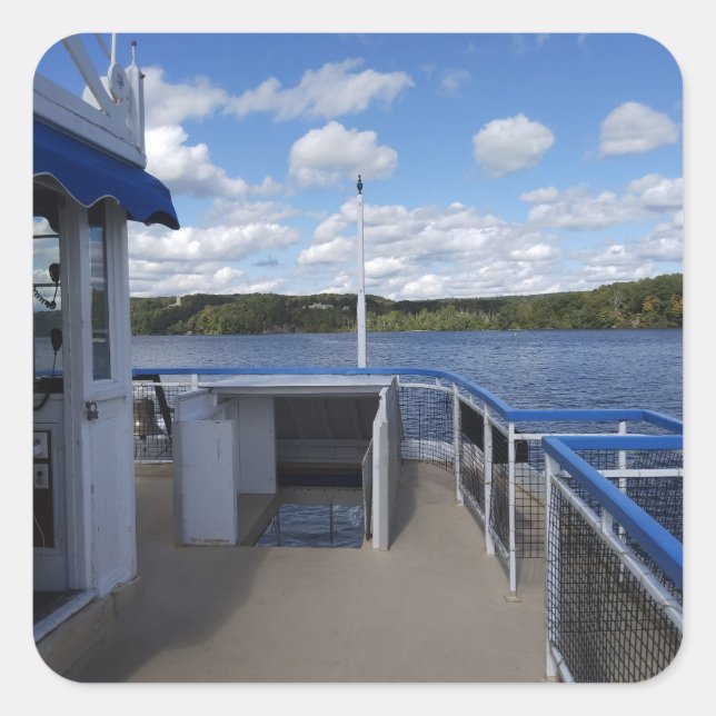 Pegatina Cuadrada Río Connecticut desde un barco fluvial (Anverso)