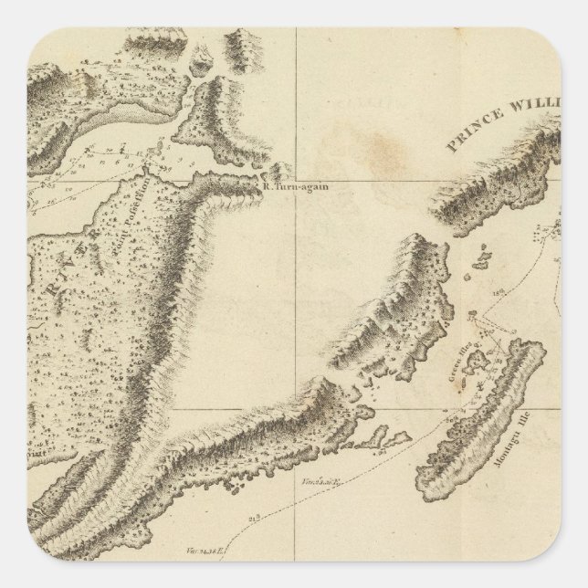 Pegatina Cuadrada Río Cooks, Alaska (Anverso)