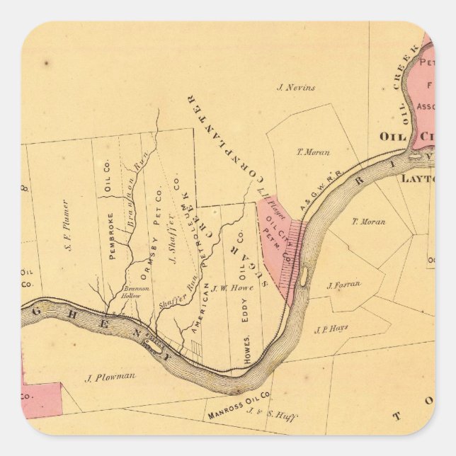 Pegatina Cuadrada Río de Allegheny, PA (Anverso)