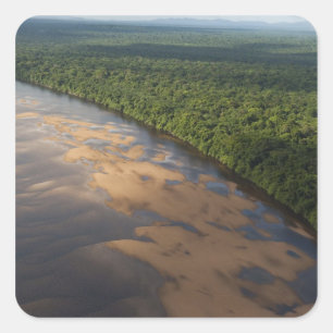 Pegatina Cuadrada Río Essequibo, el río más largo de Guyana, y 3