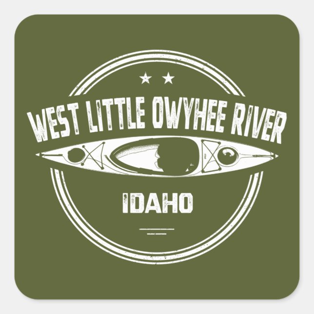 Pegatina Cuadrada Río Idaho Kayak de Little Owyhee Occidental (Anverso)