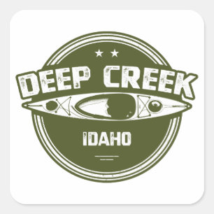 Pegatina Cuadrada Río Idaho Kayak, Deep Creek Wild And Scenic River