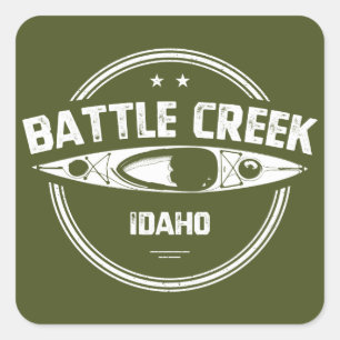 Pegatina Cuadrada Río Idaho Kayaking: Creek De Batalla