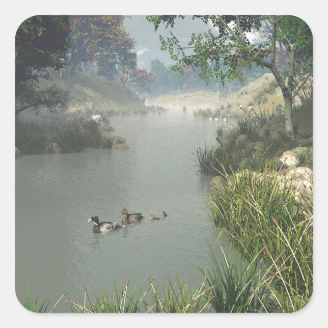 Pegatina Cuadrada Río Lazy (Anverso)