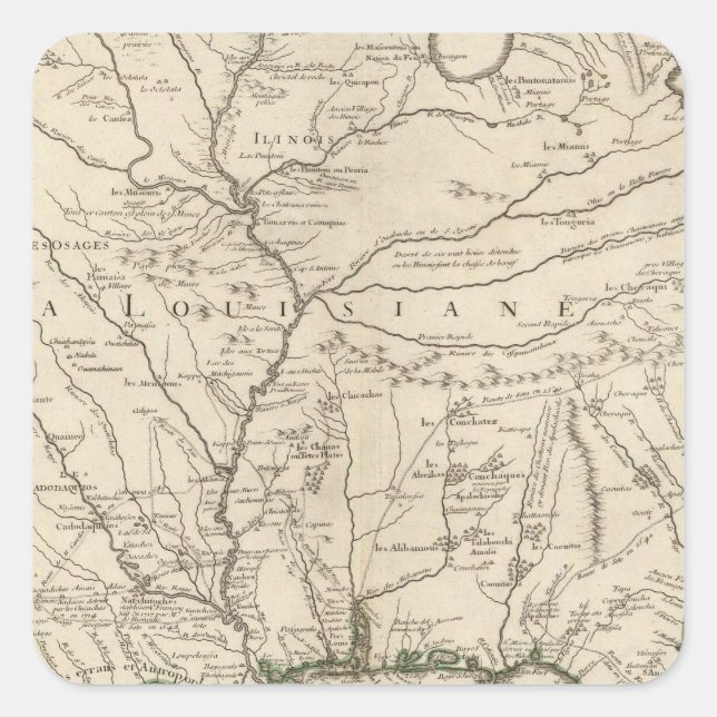 Pegatina Cuadrada Río Misisipi (Anverso)