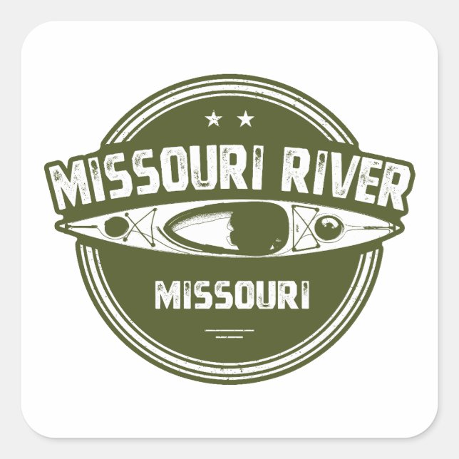 Pegatina Cuadrada Río Missouri Misuri (Anverso)