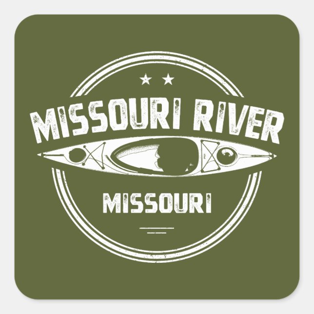 Pegatina Cuadrada Río Missouri Misuri (Anverso)