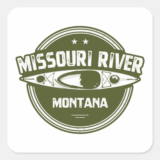Pegatina Cuadrada Río Missouri, Montana (Anverso)