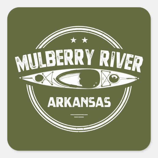 Pegatina Cuadrada Río Mulberry, Arkansas (Anverso)