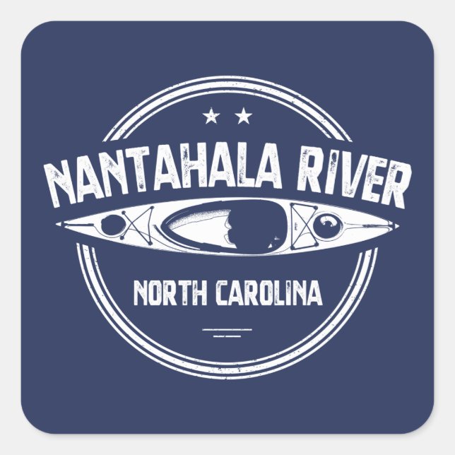 Pegatina Cuadrada Río Nantahala, Carolina del Norte (Anverso)