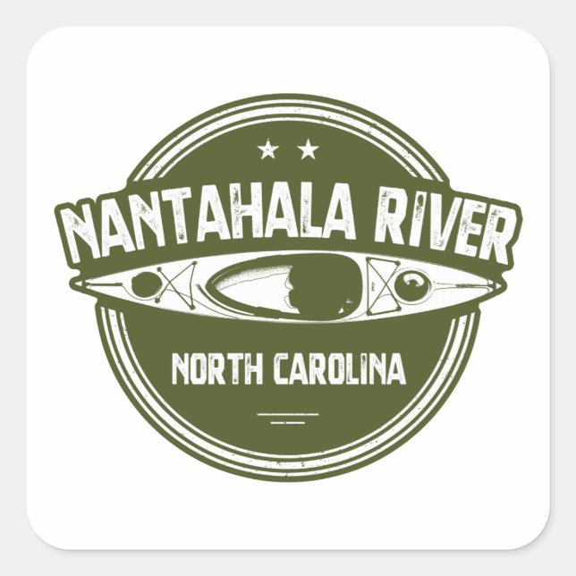 Pegatina Cuadrada Río Nantahala, Carolina del Norte (Anverso)