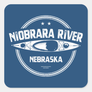 Pegatina Cuadrada Río Niobrara Nebraska Kayak