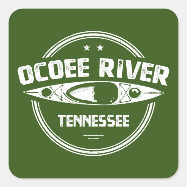 Pegatina Cuadrada Río Ocoee, Tennessee (Anverso)