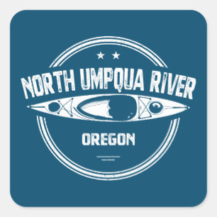 Pegatina Cuadrada Río Oregon Kayak