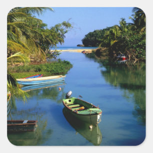 Pegatina Cuadrada Río panorámico cerca de Ocho Ríos en Jamaica