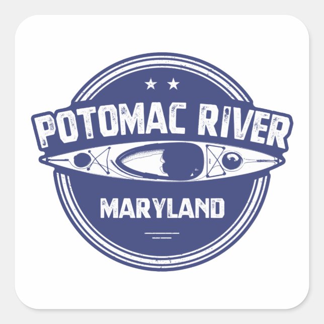 Pegatina Cuadrada Río Potomac, Maryland (Anverso)