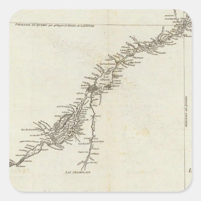 Pegatina Cuadrada Río San Lorenzo en Canadá (Anverso)