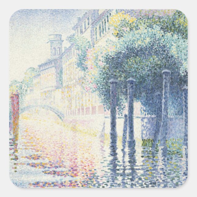 Pegatina Cuadrada Río San Trovaso, Venecia, 1903-4 (Anverso)