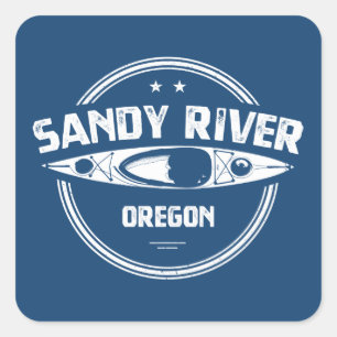 Pegatina Cuadrada Río Sandy Oregon Kayaking