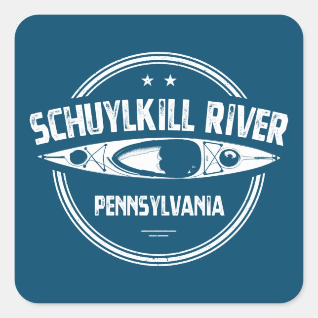 Pegatina Cuadrada Río Schuylkill, Pensilvania (Anverso)